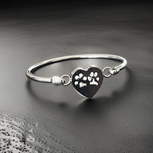 Paw Print Stainless Steel Engraved Heart from Lasting Memories