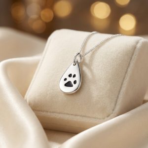 Teardrop Paw Print Necklace