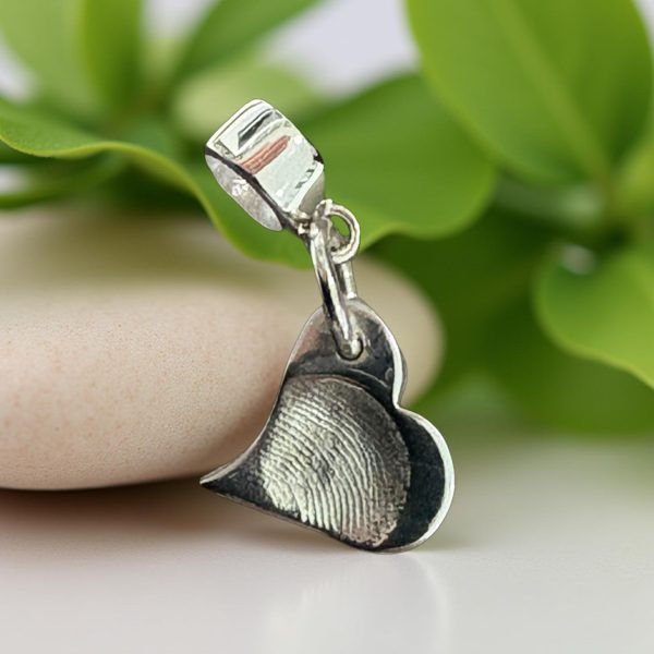Touch the Silver Modern Heart Charm from Lasting Memories