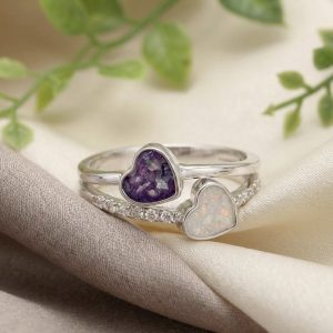 Twin Heart with CZ crystal band