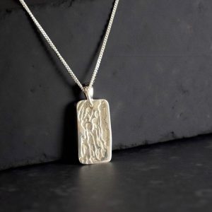Enlarged Finger Print Dog Tag Necklace