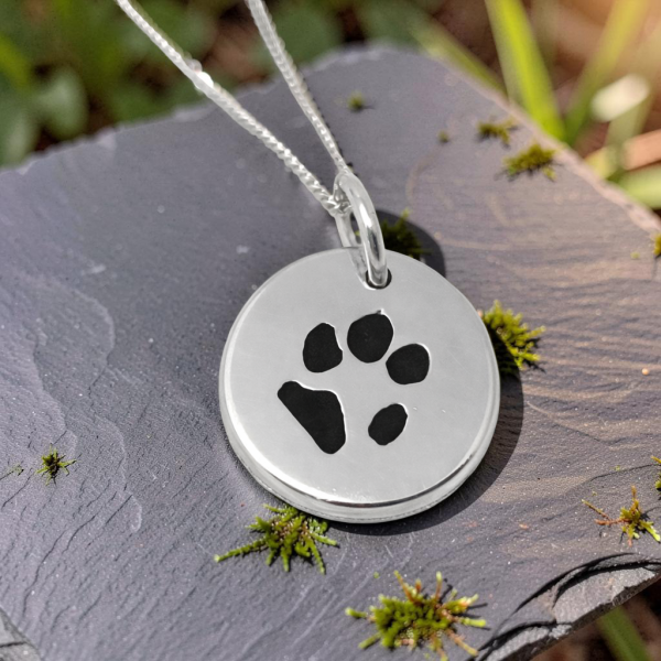 Round Paw Print Necklace from Lasting Memories