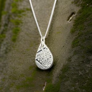 Enlarged Finger Print Teardrop Necklace