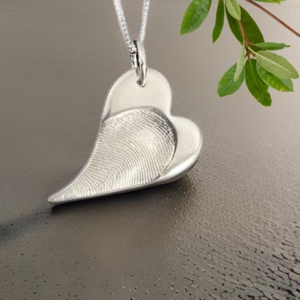 Touch the Silver Elongated Heart Necklace from Lasting Memories