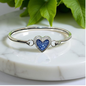 Heart Bangle with CZ Crystals