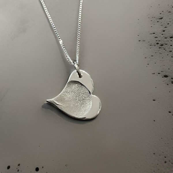 Touch the Silver Modern Heart Necklace from Lasting Memories