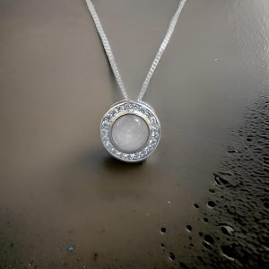 Breastmilk Floating Circle with Cz stones