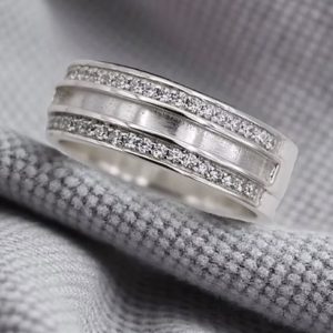 Duo Channel ring with CZ Crystals