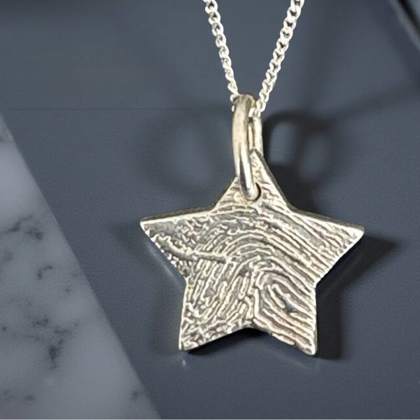 Enlarged Fingerprint Star Necklace from Lasting Memories