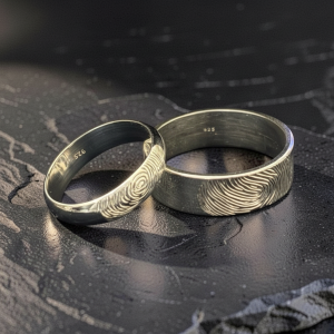 Hand Engraved Wedding Band Set