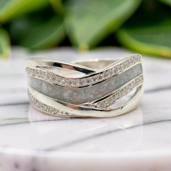 Wave Ring with Crystal S from Lasting Memories