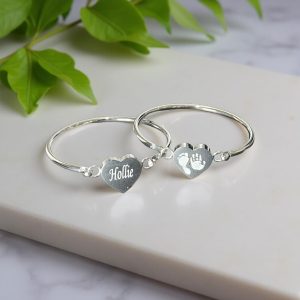 Stainless Steel Engraved Heart Bangle