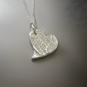 Enlarged Finger Print Modern Heart Necklace