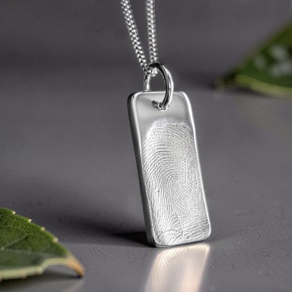 Touch the Silver Dog Tag Necklace from Lasting Memories