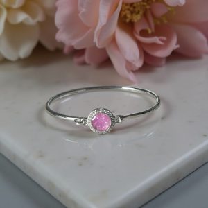 Halo Bangle With CZ Crystals