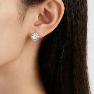 CZ Halo Earrings