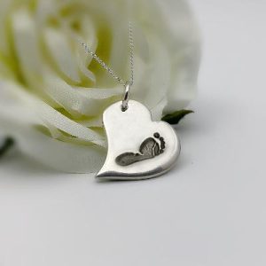 Modern Heart Shape Hand or Foot Print Charm