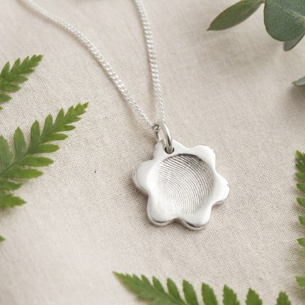 Touch the Silver Flower Shaped Necklace from Lasting Memories