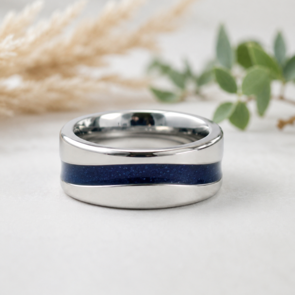 Unisex  Titanium Wave Channel Memorial Ring 