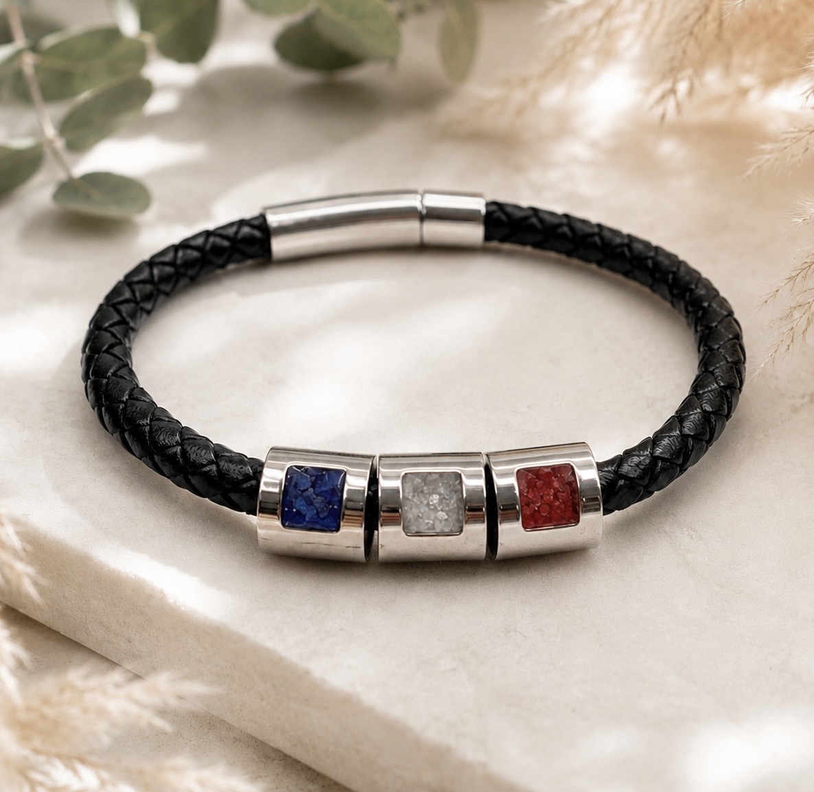 Leather Triple Bead Bracelet